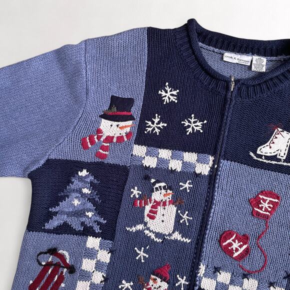 Vintage Angora Wool Blend Christmas Cardigan Sweater 2X Embroidered Grandmacore - Picture 3 of 10